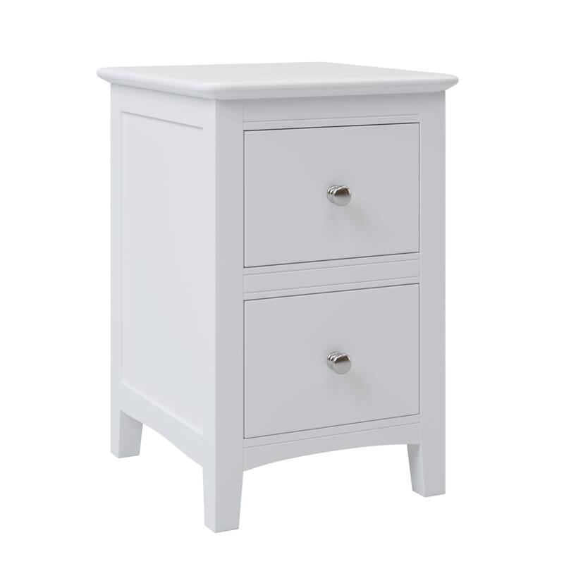2 Drawers Solid Wood Nightstand End Table