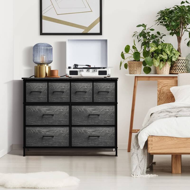 8-Drawer Chest Storage Tower, Knob Handle, Fabric Dresser for Bedroom