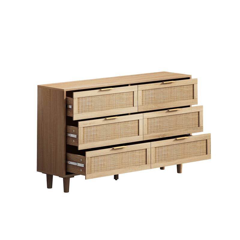 6-Drawers Rattan Storage Cabinet Rattan Drawer