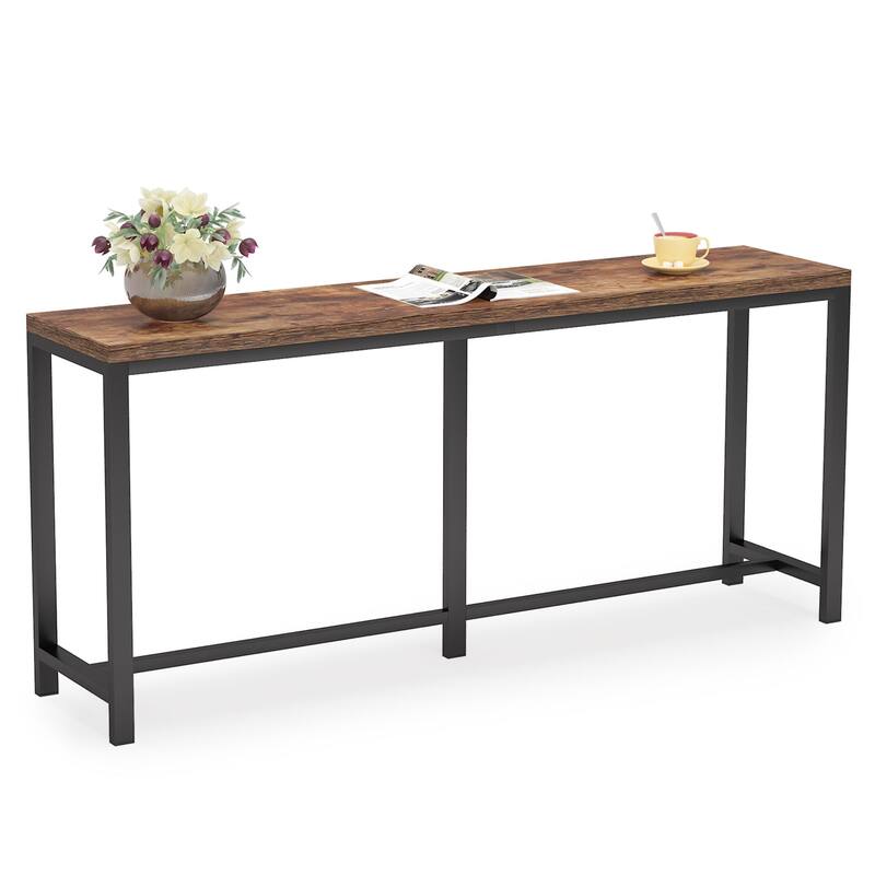 70.9 inch Narrow Long Sofa Table Behind Couch, Rustic Console Table Entryway Table - Brown