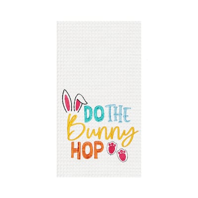 "Do The Bunny Hop" Easter Rabbit Spring Theme Kitchen Dishtowel