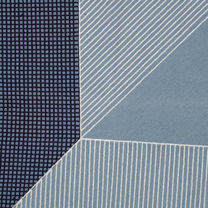 Handwoven Striped Embroidered Cotton Throw Pillow - 24" - Blue and White