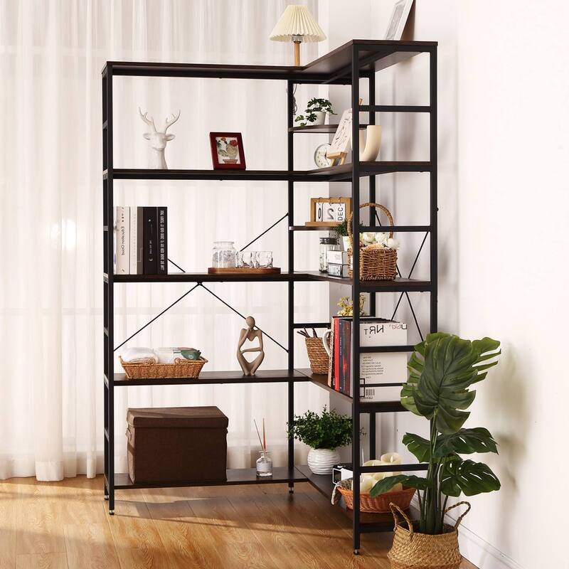 L Shape Bookcase with Storage Display Rack