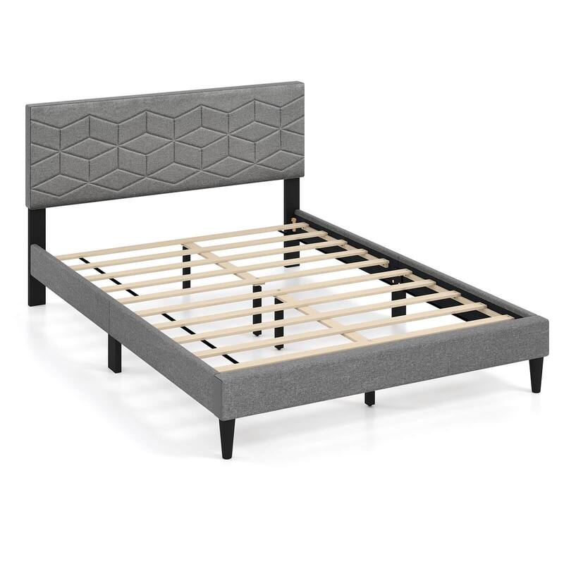 Costway Twin/Full/Queen Size Bed Frame with Linen Fabric Upholstered