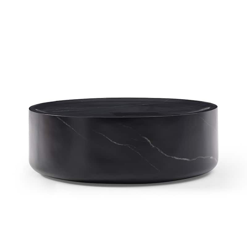 31.49'' Round Coffee Table,Sturdy Fiberglass Table For Living Room - Black