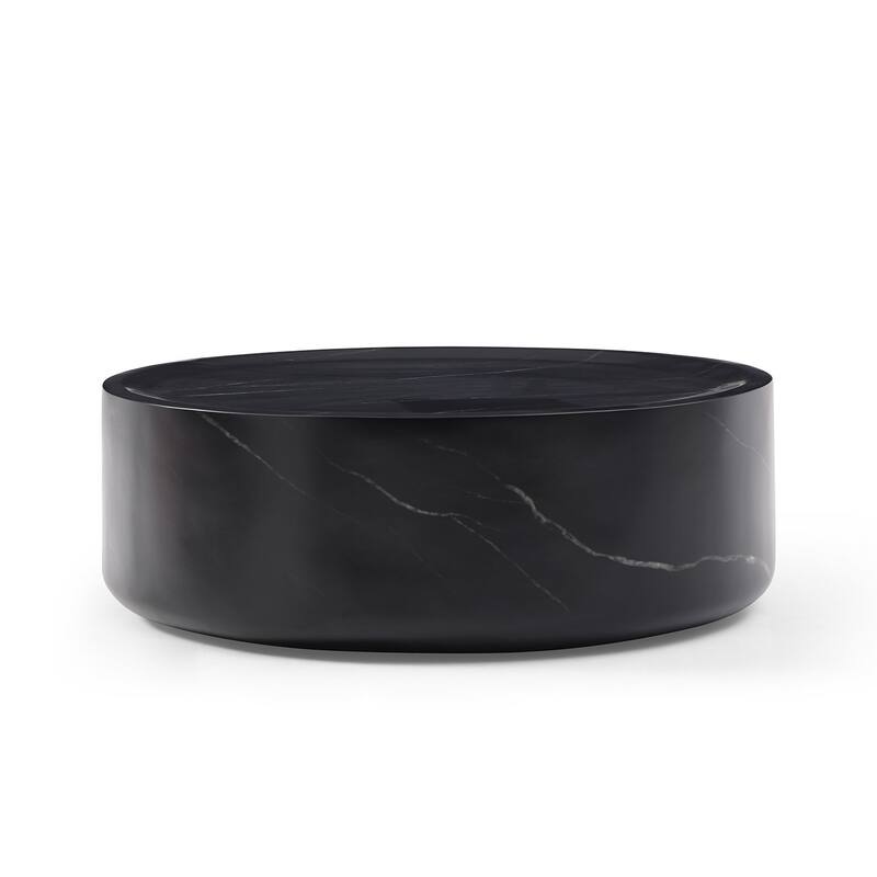 31.49'' Round coffee table,Sturdy Fiberglass table for Living Room, No Need Assembly