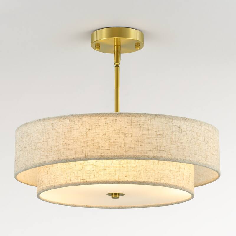 CO-Z 18 in 4-Light Dimmable Semi Flush Mount Fabric Ceiling Light Pendant - 18"