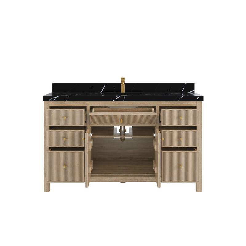 Willow Collections 60 in. W x 22 in. D Sonoma Teak Wood Single Sink Bathroom Vanity with Countertop
