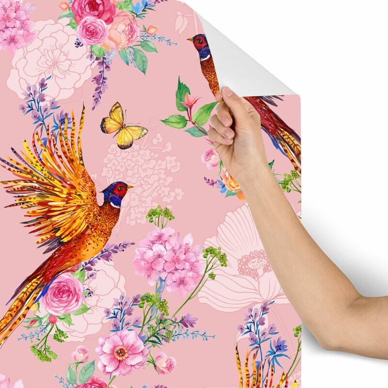 Floral Peacock Removable Wallpaper - 10'ft H x 24''inch W