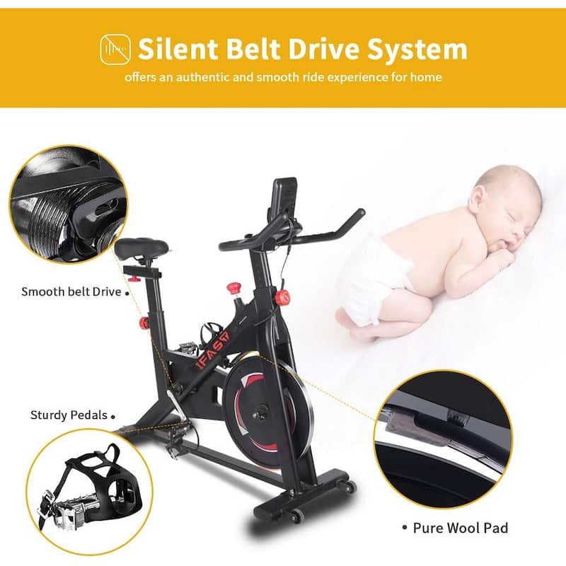 Stationary Bikes for Home Spin Indoor Exercise Bike with LCD Monitor and Comfortable Seat Cushion