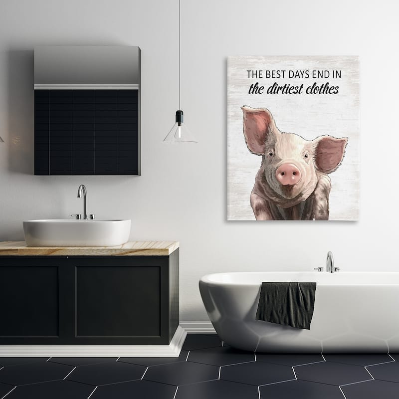 Stupell Best Days & Dirtiest Clothes Pig Canvas Wall Art Design By Lettered and Lined
