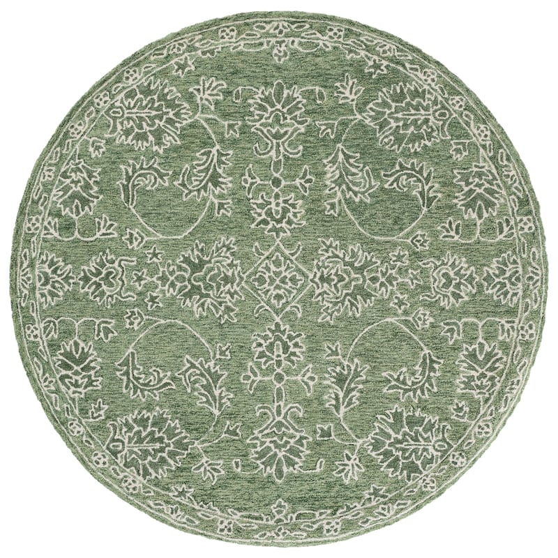 SAFAVIEH Handmade Metro Neasa Wool Rug - 6' Round - Sage/Green