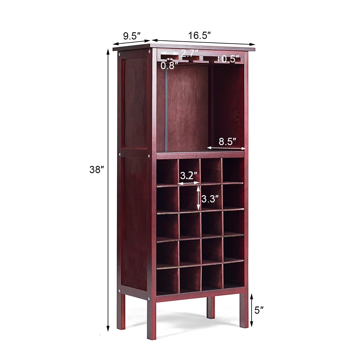 Shop Costway Wood Wine Rack Holder Storage Shelf Display W Glass