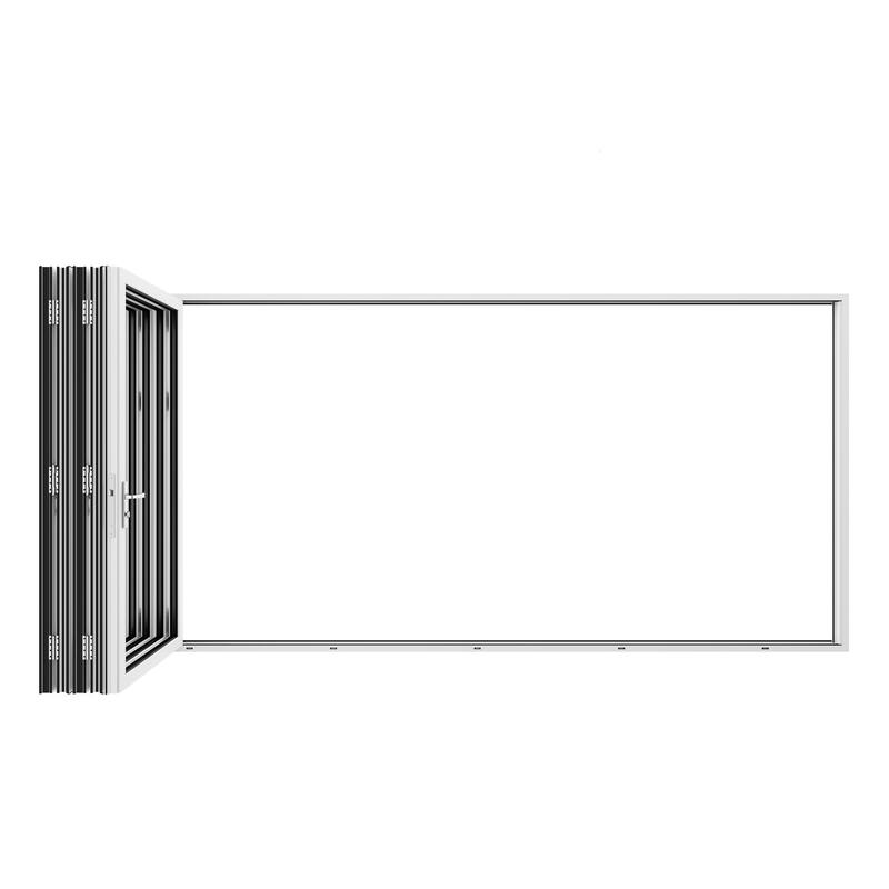 KaMic 168"×96" 5 Panels Aluminum Folding Door In White,Folded Out From Right To Left Model #:FD5PWH16896-RL
