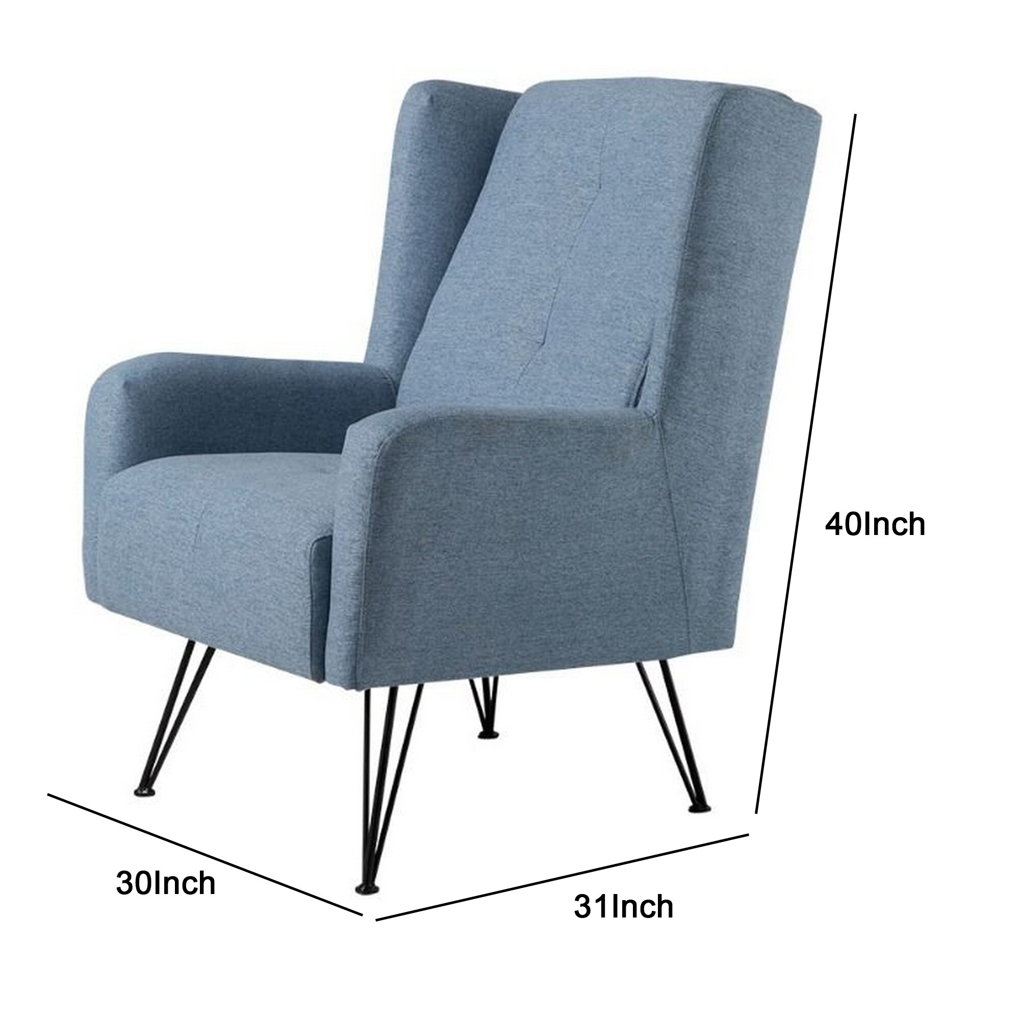 Shop Fabric Upholstered Accent Chair With Metal Hairpin Legs Blue On Sale Overstock 31857724