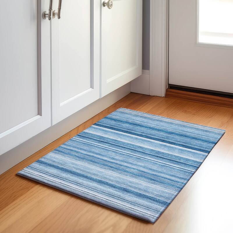 Premium Washable Super Soft Ombre Cabana Stripe Mayfield Rug - Blue - 1' 8" x 2' 6" - Rectangle