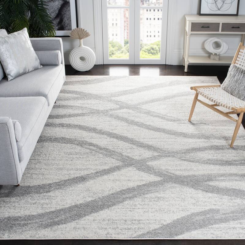 SAFAVIEH, Adirondack Vinni Modern Abstract Distressed Rug - 12' x 18' - Cream/Grey