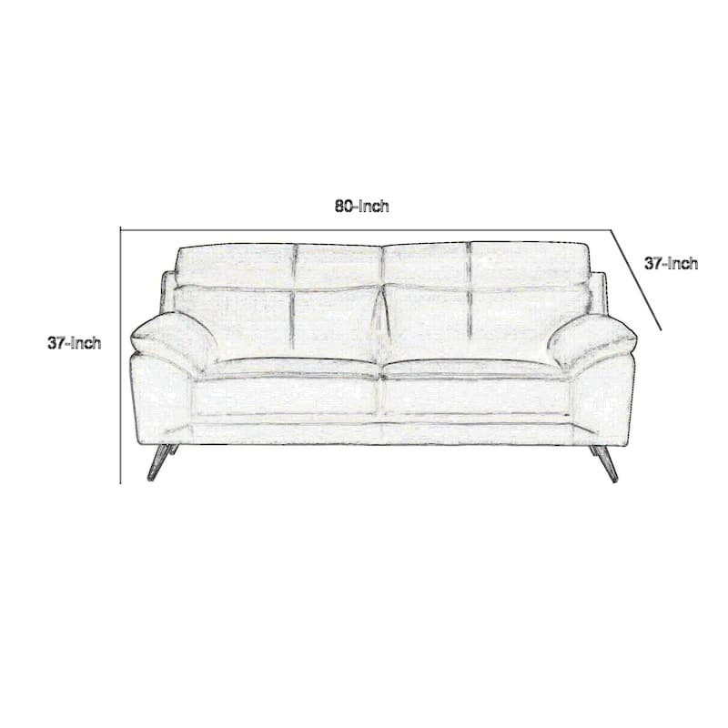 Justin Sofa, Black Top Grain Leather, Foam Cushions, Steel Legs, 80 Inch