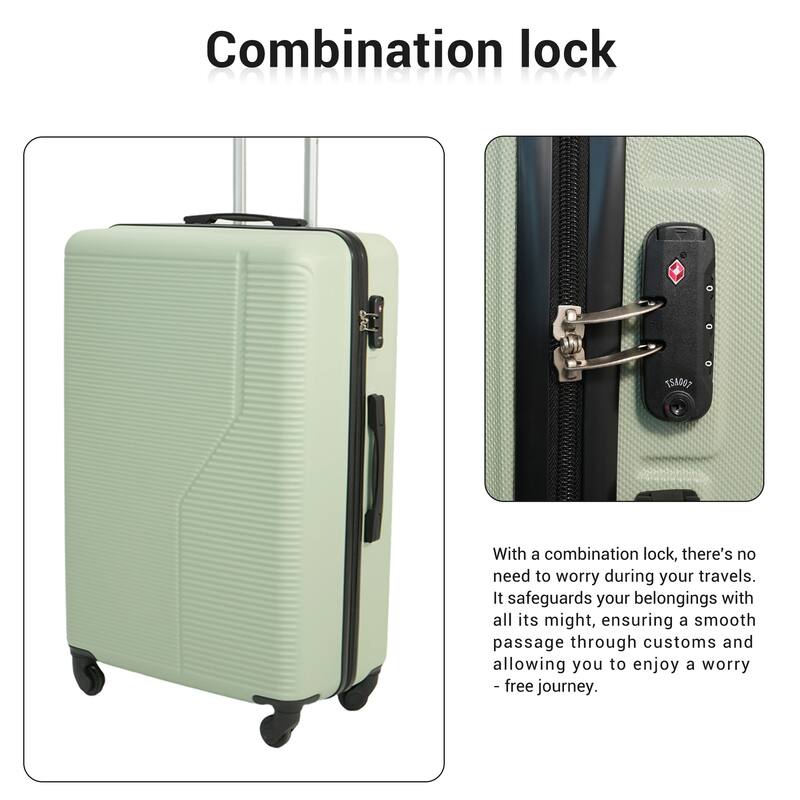 3-Piece Luggage Set ABS Lightweight & Durable Suitcase with Spinner Wheels, TSA Lock, (20/24/28)