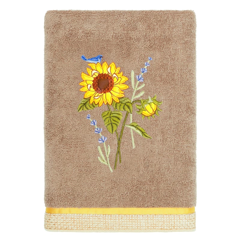 Authentic Hotel and Spa Turkish Cotton Girasol 3PC Embellished Bath and Hand Towel Set