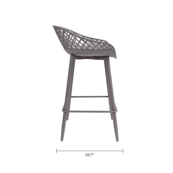 dimension image slide 2 of 4, Jamesdar Kurv Mid-Century Modern Low-Back Counter Stool, Set of 2, Indoor/Outdoor - Set of 2