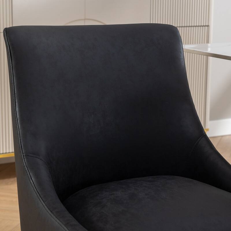 SEYNAR Modern Glam PU Leather Dining Chair or Vanity Chair Set of 2 with Rear Handle