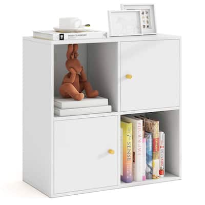 Costway 4-Cube Bookcase with Dual Anti-Tipping Kits & 2 Cabinets - See Details