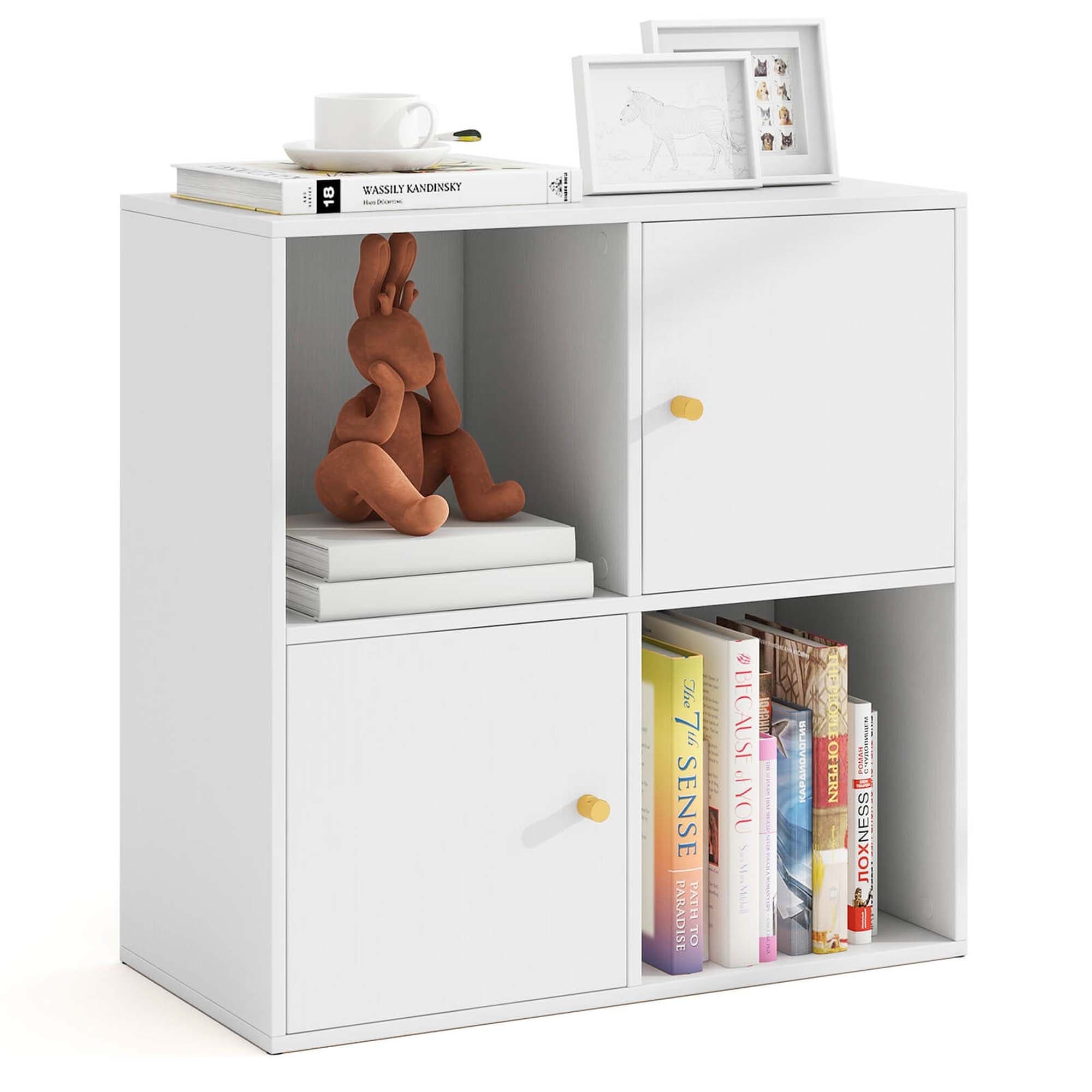 Costway 4-Cube Bookcase with Dual Anti-Tipping Kits & 2 Cabinets - See Details