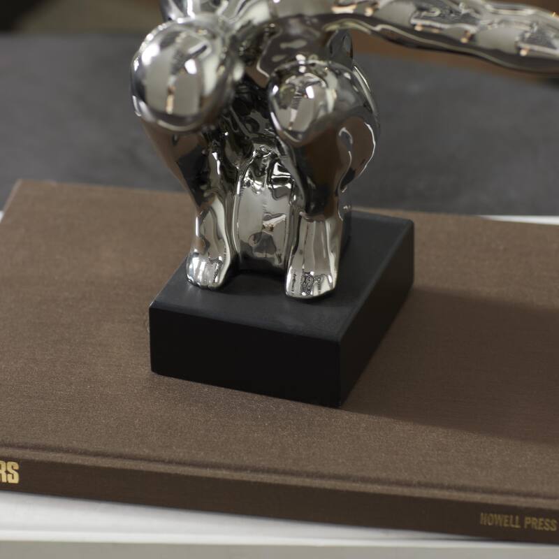 Silver Porcelain Ceramic Diver Decorative Sculpture