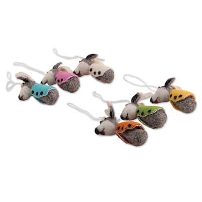 Novica Handmade Reindeer Gathering Wool Felt Ornaments (Set Of 6)
