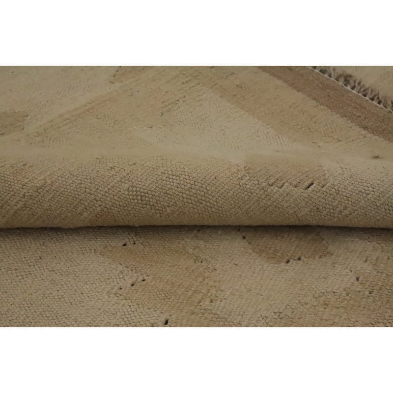 Hand Woven Oriental 100% Wool Carpet Southwestern Tribal Beige & Ivories Kilim Area Rug - 7' 10'' X 4' 9''