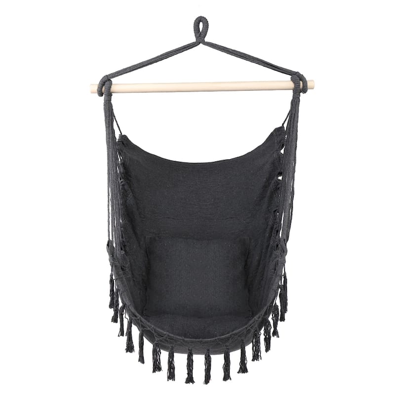 Outdoor/Indoor Pillow Tassel Hanging Chair Beige/Grey - Grey