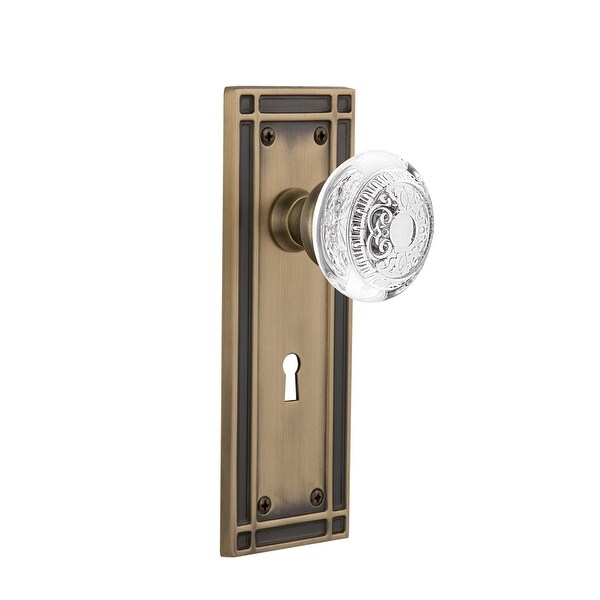Nostalgic Warehouse MISCED_SD_KH Vintage Crystal Egg and Dart Single Dummy Door Knob with Mission Rose and Decorative Keyhole