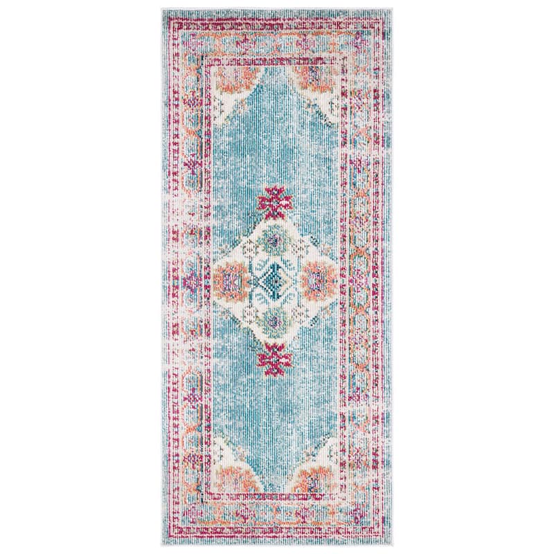 SAFAVIEH Crystal Yukie Vintage Boho Oriental Rug - 2'2" x 5' - Cream/Turquoise