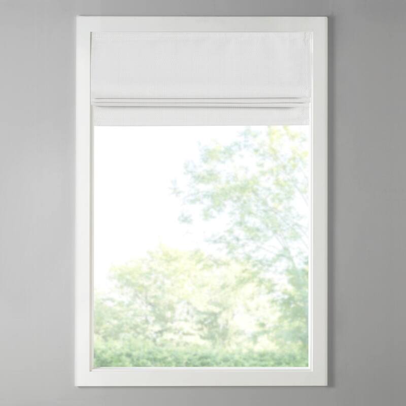 Basketweave Room Darkening Cordless Roman Shade - White