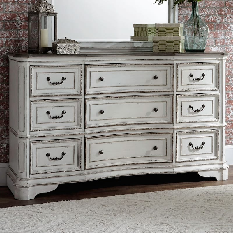 Magnolia Manor Antique White Weathered Bark 9 Drawer Dresser - Antique White - 9-drawer