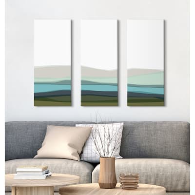 Kate and Laurel Blue Lake Canvas Art Set by The Creative Bunch Studio