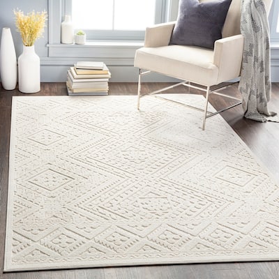 Livabliss Eugenia Cream Geometric Indoor/ Outdoor Area Rug