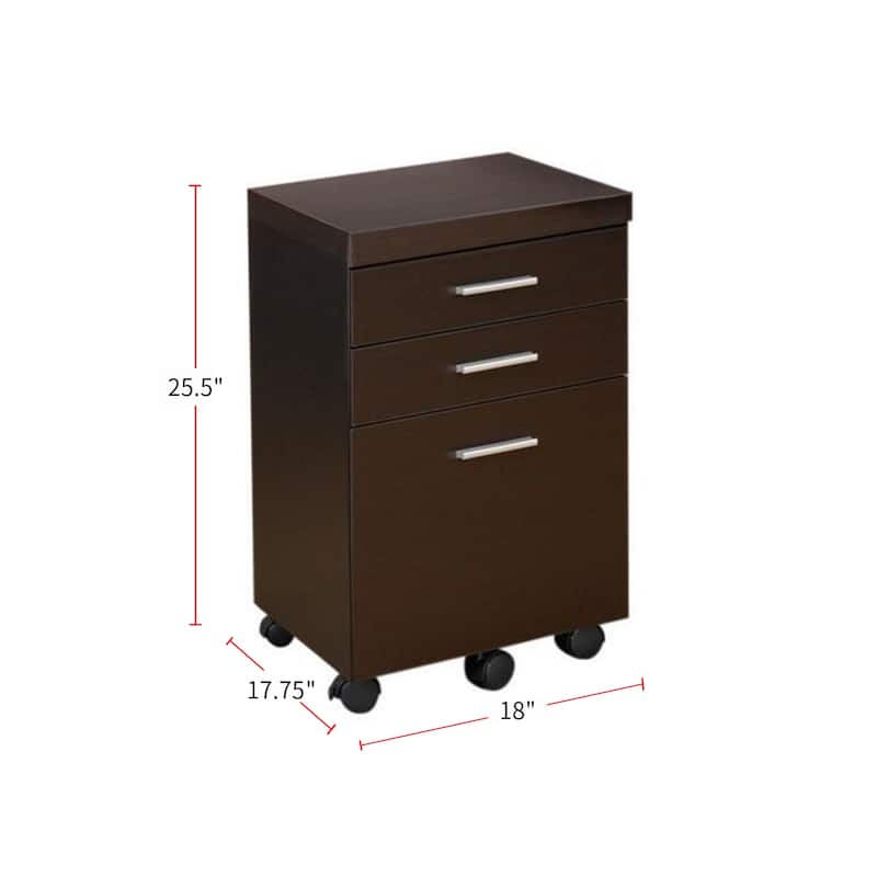 3-Drawer Mobile File Cabinet in Cappuccino