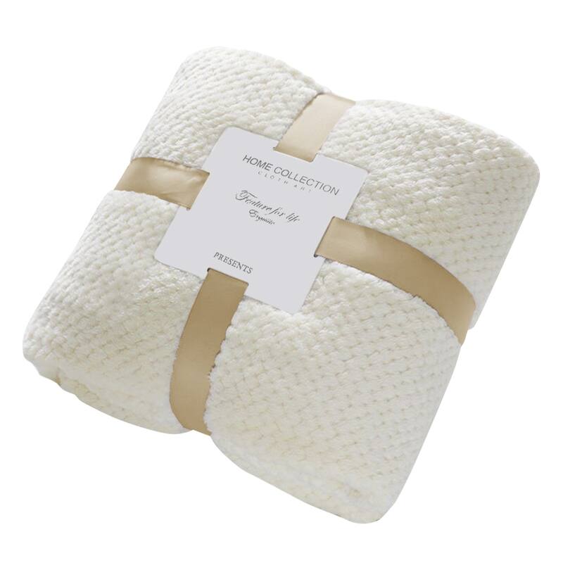 Soft Fleece Blanket Warm Throw Swaddle Blanket Waffle Textured 300GSM