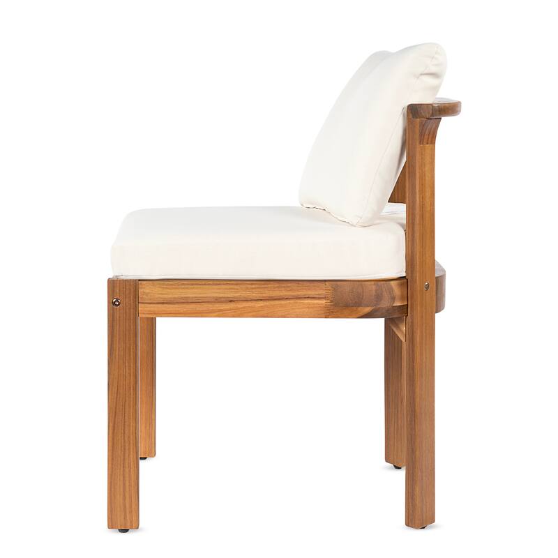 Christopher Knight Home - Modern Wooden Outdoor Dining Chair with Cushions