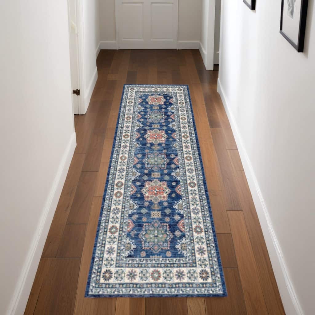 Power Loomed Distressed Abstract Non Skid Stain Resistant Low Pile Area Rug - 90' X '27' X '0.25