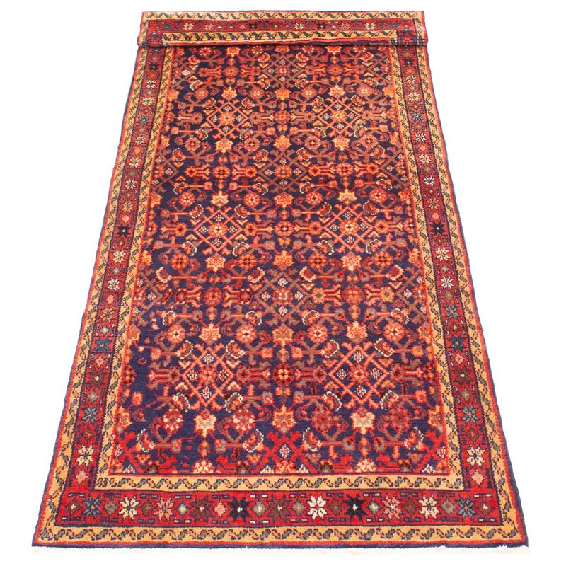 ECARPETGALLERY Hand-knotted Andelz Navy Wool Rug - 3'8 x 9'8