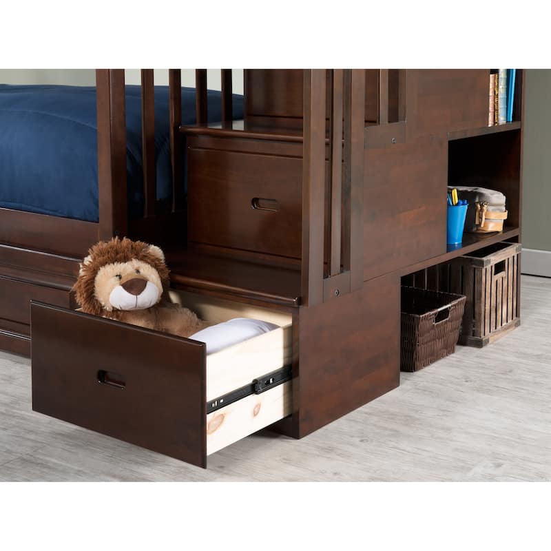 Columbia Staircase Bunk Bed Full over Full in Walnut