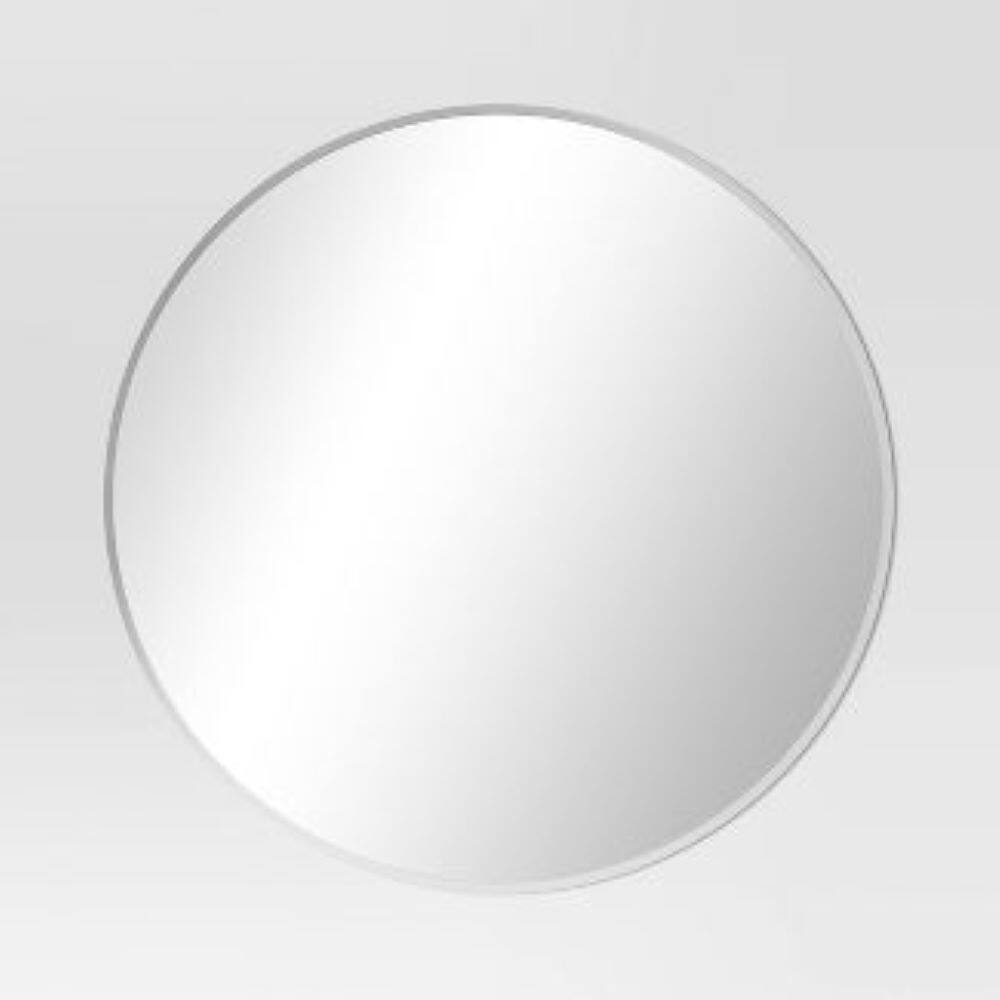 Vera 24 in. x 24 in. Small Frameless Round Mirror in Silver