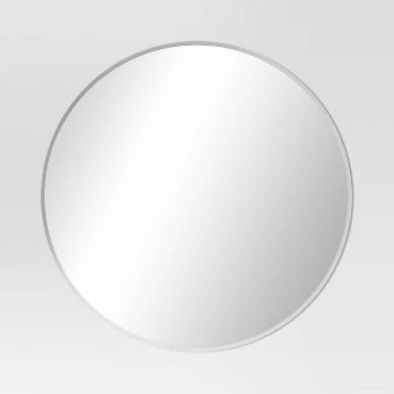 Vera 24 in. x 24 in. Small Frameless Round Mirror in Silver