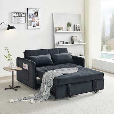 Velvet Pull-Out Sofa Bed 55.5" - Ideal for Living Room and Guests