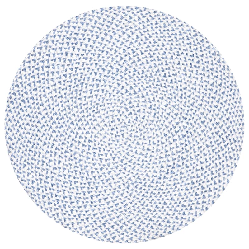 SAFAVIEH, Handmade Handmade Insa Country Geometric Polyester Rug - 4' Round - Blue/Ivory