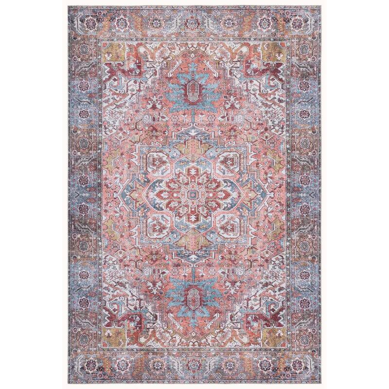 SAFAVIEH Vintage Heriz Regiena Machine Washable Rug - Pink/Blue Green - 5' x 7'6"