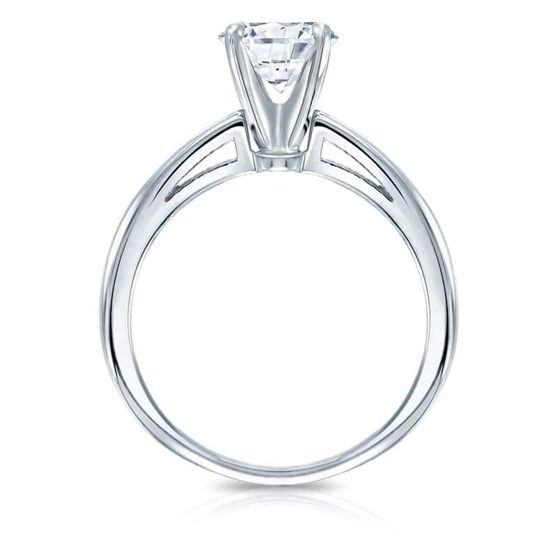 Round 1 carat TDW Certified Solitaire Diamond Engagement Ring in 14kt Gold by Auriya